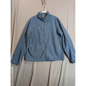 Eddie Bauer Jacket Mens XL Blue Soft Shell Fleece Lined Arch Logo Zip EB532